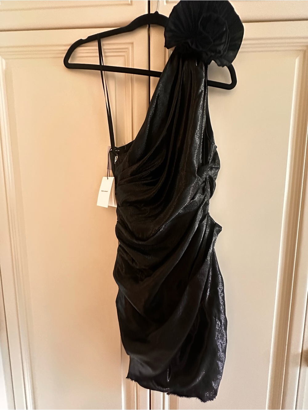 Isabel Marant Black One-Shoulder Draped Cocktail Dress